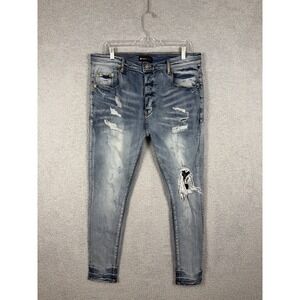 Purple Brand Jeans Men's Size 36x30 Light Wash Distressed Skinny Fit‎ Denim